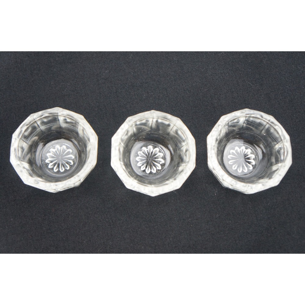 Vintage Salt Cellars‎ Set of 3 Clear Pressed Glass Paneled Starburst Excellent